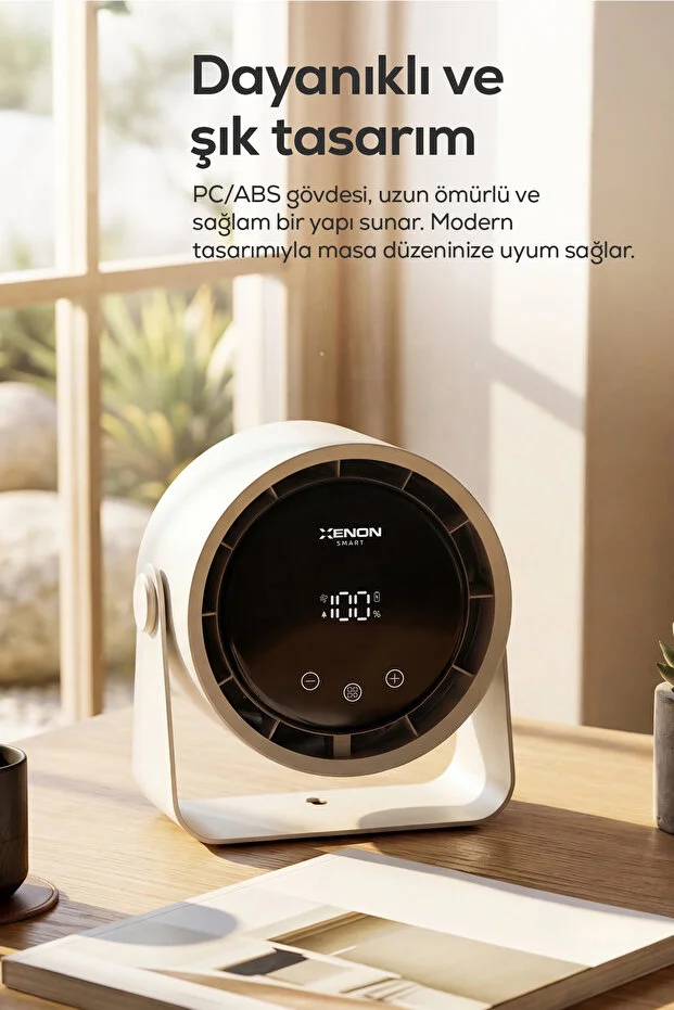 Taşınabilir Masaüstü Fanı | 100 Kademe Kontrol, Şarjlı, Dokunmatik Ekran, 2000mAh, USB-C (X6113)